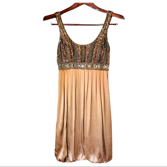 Sue Wong Silk Copper Cocktail Dress - Picture 2 of 12